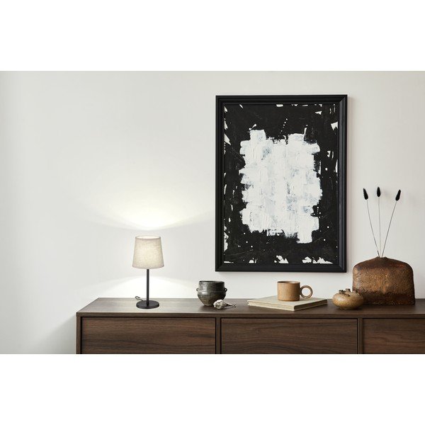 Čierno-béžová stolová lampa s textilným tienidlom (výška 30 cm) Eve – Fischer & Honsel-image-1