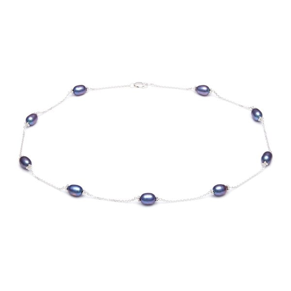 Strieborný náhrdelník s modrými perlami GemSeller Jasmine
