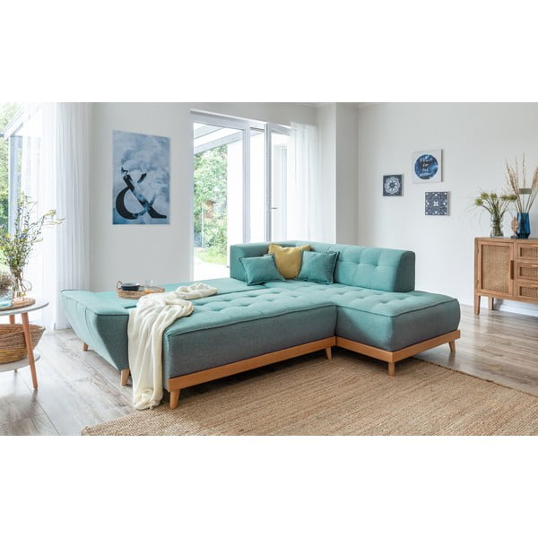 Tyrkysovomodrá rozkladacia rohová pohovka (pravý roh) Dazzling Daisy – Miuform-image-4