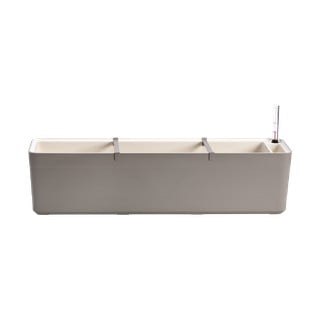 Sivo-béžový samozavlažovací kvetináč Plastia Berberis, dĺžka 78 cm