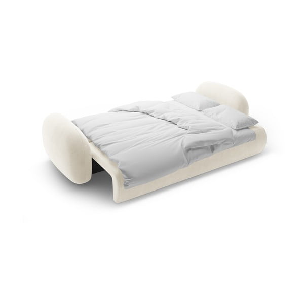 Krémovobiela zamatová rozkladacia/s úložným priestorom pohovka 262 cm Tonale – Cosmopolitan Design-image-4