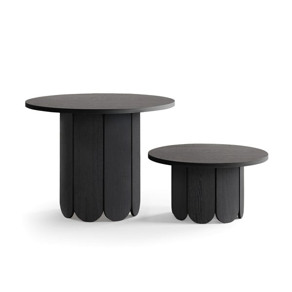 Čierny okrúhly konferenčný stolík v dekore duba ø 78 cm Soft – Woodman-image-3