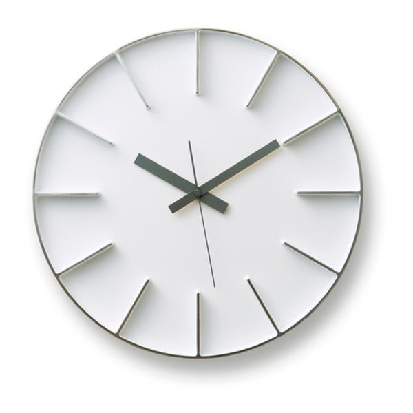 Biele nástenné hodiny Lemnos Clock Edge, ⌀ 35 cm
