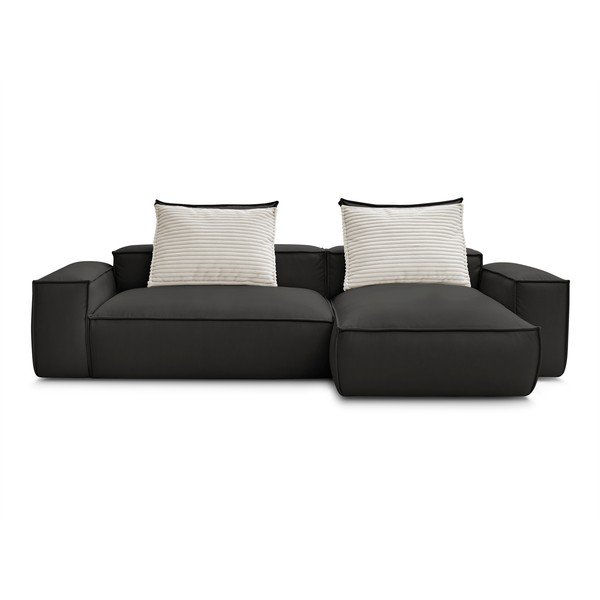 Čierna rohová pohovka z imitácie kože Boheme – Bobochic Paris