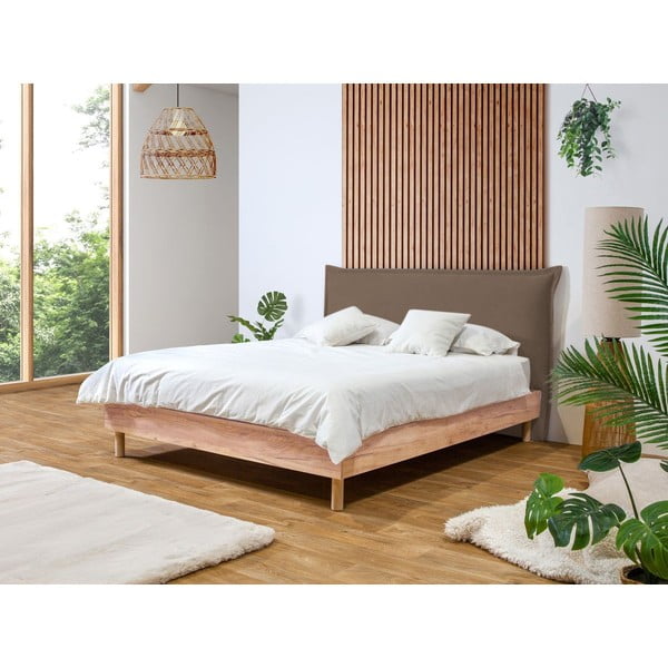 Hnedá/prírodná dvojlôžková posteľ s roštom 180x200 cm Charlie – Bobochic Paris-image-1