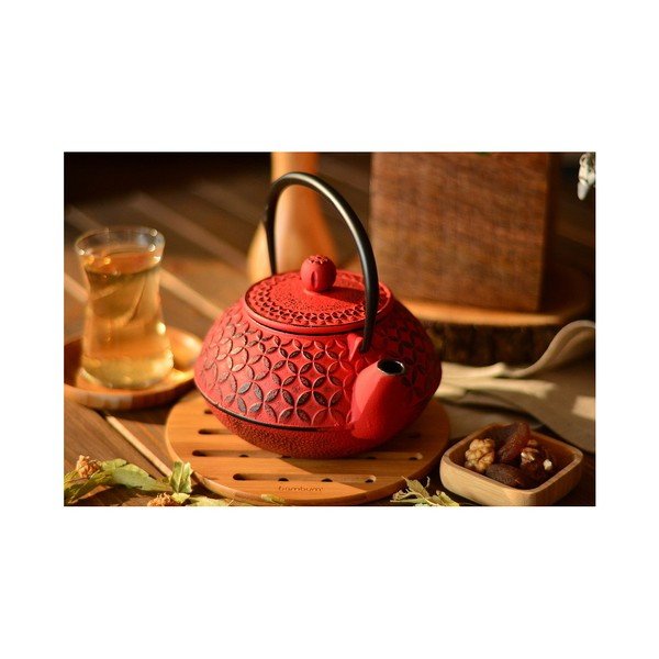Červená liatinová čajová kanvica Bambum Taşev Linden, 800 ml-image-1