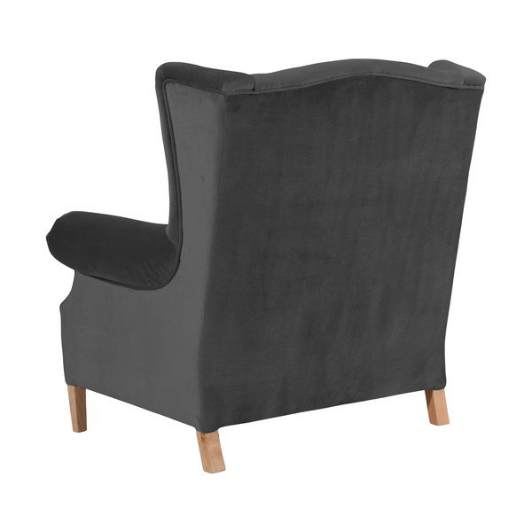 Antracitovosivé zamatové kreslo ušiak Max Winzer Harvey Velvet-image-3