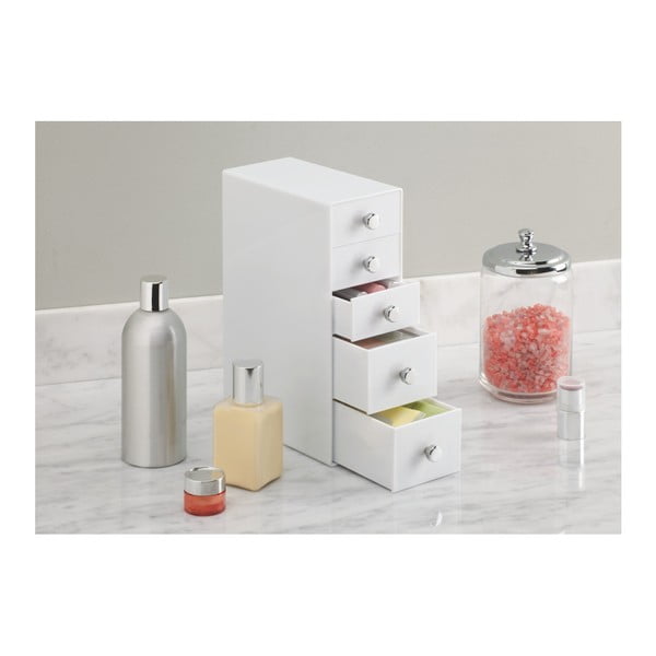 Biela úložná skrinka so zásuvkami InterDesign Drawers Tower, výška 25,5 cm-image-3