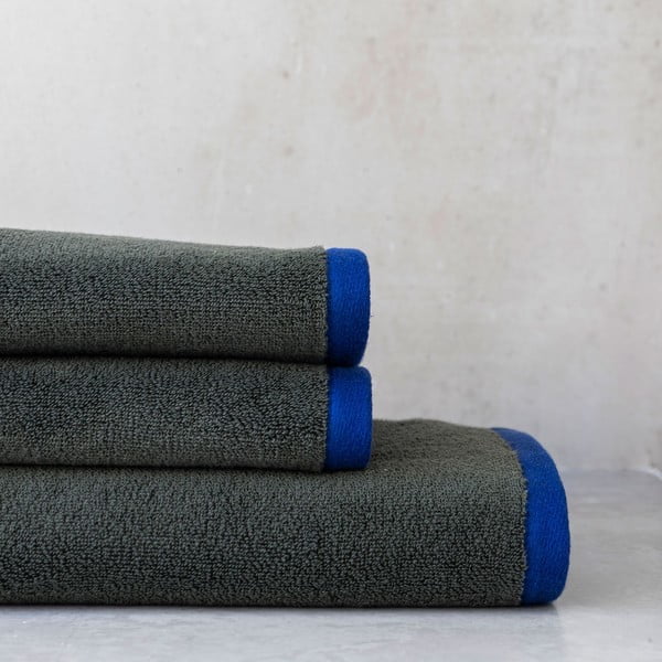 Tmavozelená/modrá froté osuška z Bio bavlny 70x133 cm Soft – Mette Ditmer Denmark-image-4