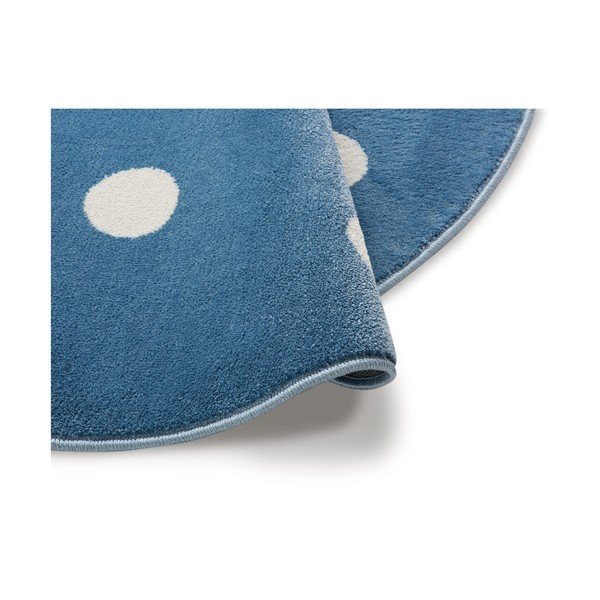 Modrý guľatý koberec s bodkami KICOTI Blue, 100 × 100 cm-image-1