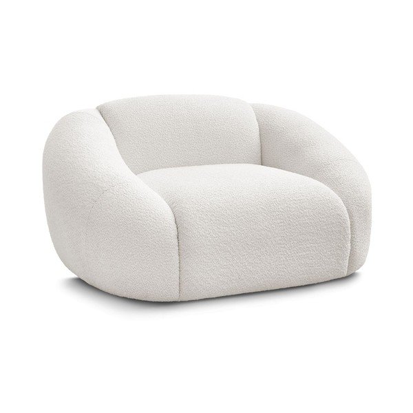 Biele kreslo z textílie bouclé Tina – Bobochic Paris