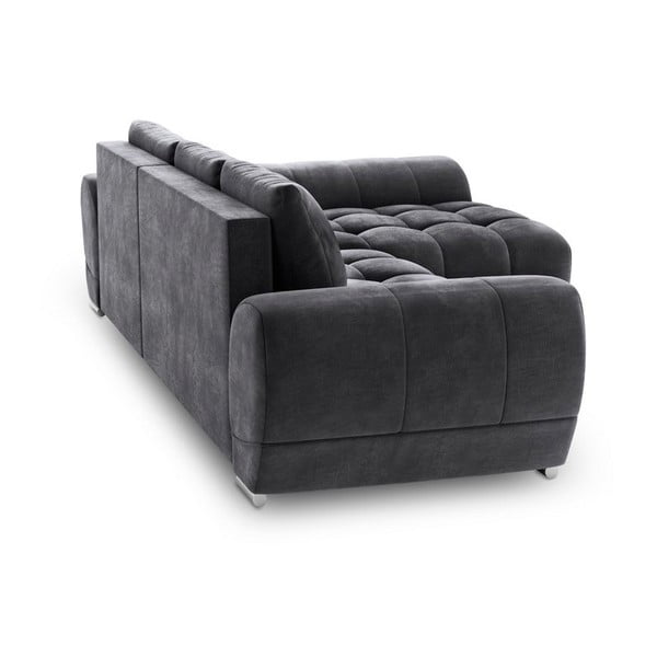 Tmavosivá rozkladacia rohová pohovka so zamatovým poťahom Windsor & Co Sofas Nuage, pravý roh-image-3