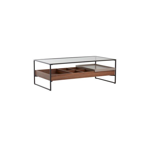Konferenčný stolík so sklenenou doskou v tmavo prírodnej farbe 60x120 cm Sveg – Jotex
