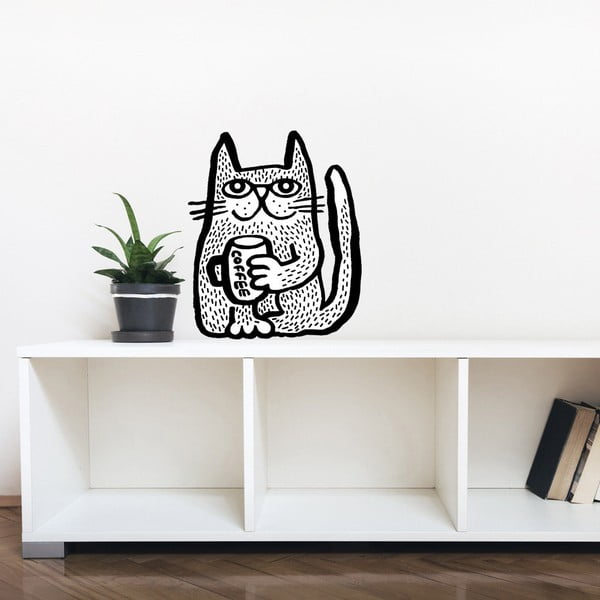 Nástenná samolepka Coffee Cat, 26c31 cm