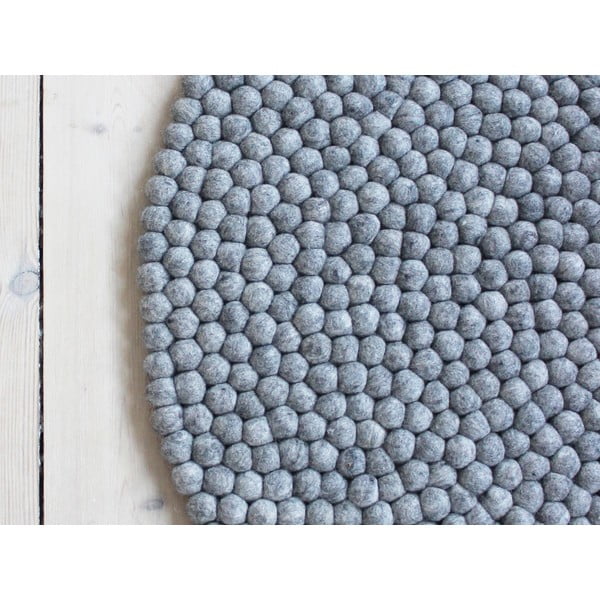 Oceľovosivý guľôčkový vlnený koberec Wooldot Ball rugs, ⌀ 200 cm