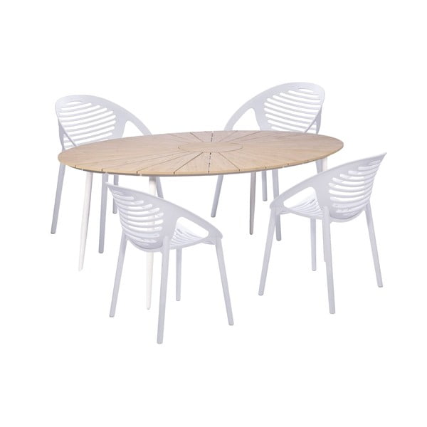 Súprava 4 bielych jedálenských stoličiek Jaanna a prírodného stola Marienlist - Bonami Essentials