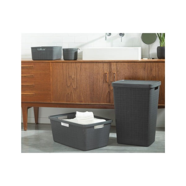 Tmavosivý kôš na bielizeň Curver Jute, 58 l-image-2