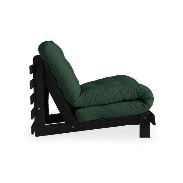 Rozkladacie kreslo s tmavozeleným poťahom Karup Design Roots Black/Forest Green-image-3