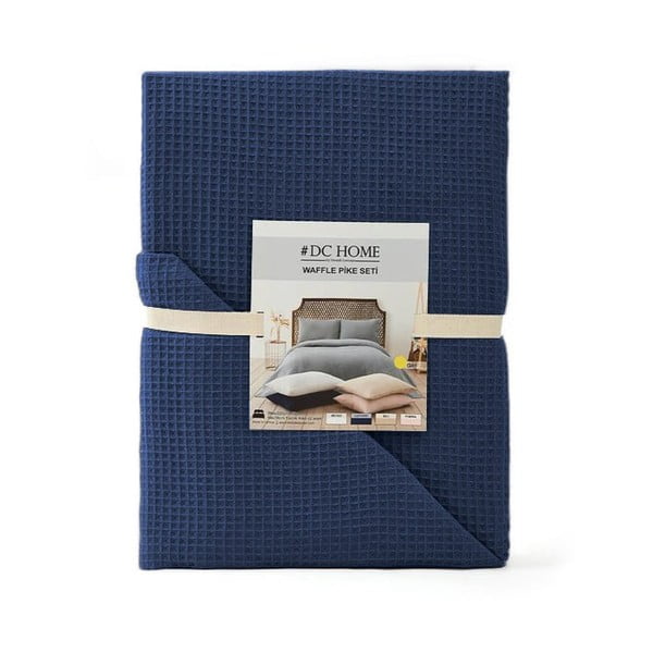 Tmavomodrý pléd 200x220 cm Waffle – Mijolnir-image-2