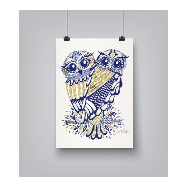 Plagát Americanflat Inked Owls, 30 x 42 cm