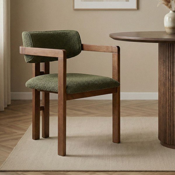 Tmavozelené jedálenské kreslo s podrúčkami Toscana – Kalune Design-image-1