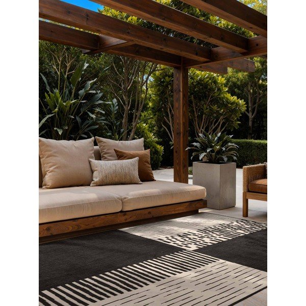 Čierny/krémovobiely vnútorný a vonkajší koberec 160x230 cm Haringey Acacia – Ted Baker-image-1