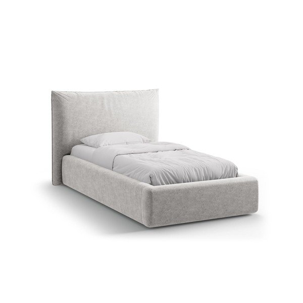 Svetlosivá čalúnená jednolôžková posteľ s úložným priestorom s roštom 90x200 cm Kaelle – Micadoni 