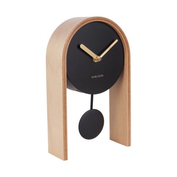 Stolové hodiny s brezovým drevom Karlsson Smart Pendulum Light