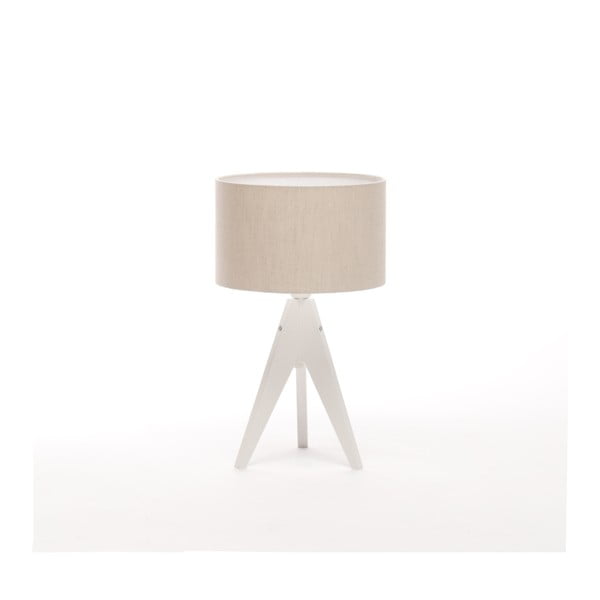 Krémová stolová lampa 4room Artist, biela lakovaná breza, Ø 25 cm