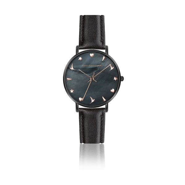 Dámske hodinky s matným čiernym remienkom z pravej kože Emily Westwood Noir