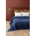 Tmavomodrý mušelínový pléd 220x250 cm Muslin – Mijolnir
