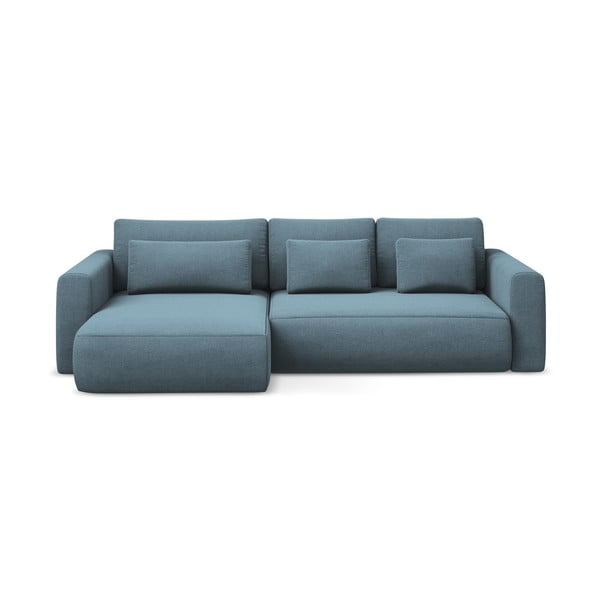 Svetlomodrá rozkladacia/s úložným priestorom rohová pohovka (ľavý roh/s leňoškou) Kapua – Makamii