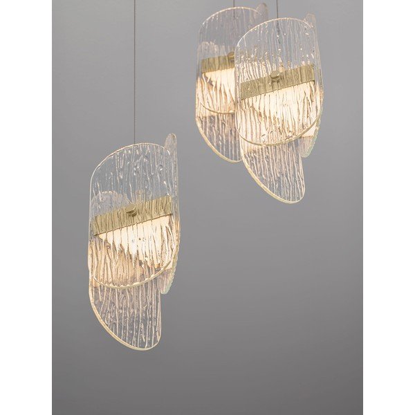 Kovové LED závesné svietidlo so stmievačom v mosadznej farbe so skleneným tienidlom ø 32 cm Lucien – Nova Luce-image-3