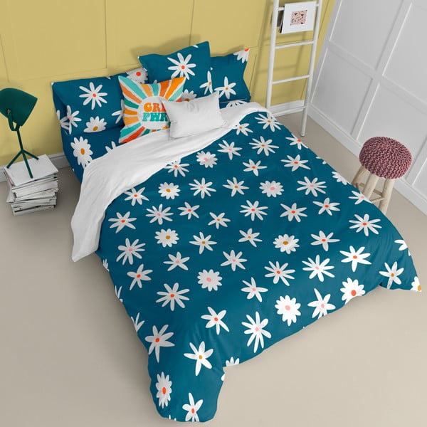 Modrá obliečka na perinu na dvojlôžko 200x200 cm Margaret – Aware-image-2