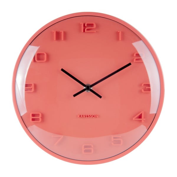 Svetločervené nástenné hodiny Karlsson Elevated, ⌀ 25 cm
