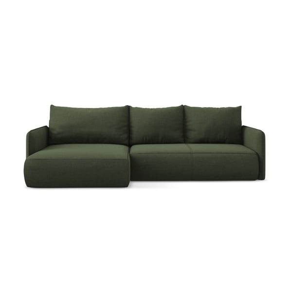 Zelená rozkladacia/s úložným priestorom rohová pohovka (ľavý roh) Nanea – Makamii