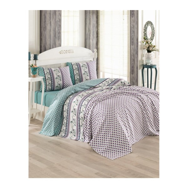 Sivý bavlnený pléd cez posteľ na dvojlôžko Pique Puro, 200 × 230 cm