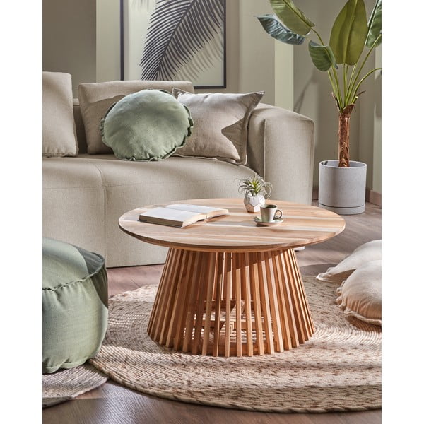 Konferenčý stolík z teakového dreva Kave Home Irune, ⌀ 80 cm-image-2