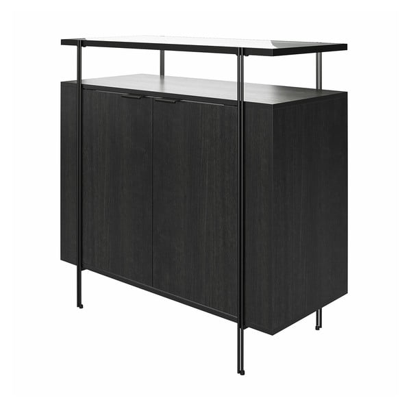 Čierna nízka komoda v dekore duba 90x90 cm Wainwright - Queer Eye-image-3