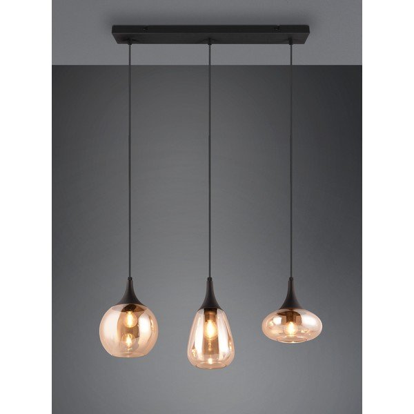Čierno-oranžové závesné svietidlo so skleneným tienidlom Lumina – Trio-image-1