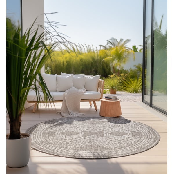 Krémovo-hnedý okrúhly vonkajší koberec ø 100 cm Gemini – Elle Decoration-image-3