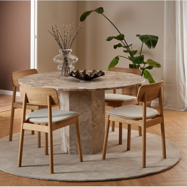Svetlohnedý mramorový okrúhly jedálenský stôl ø 130 cm Naxos – Actona-image-1
