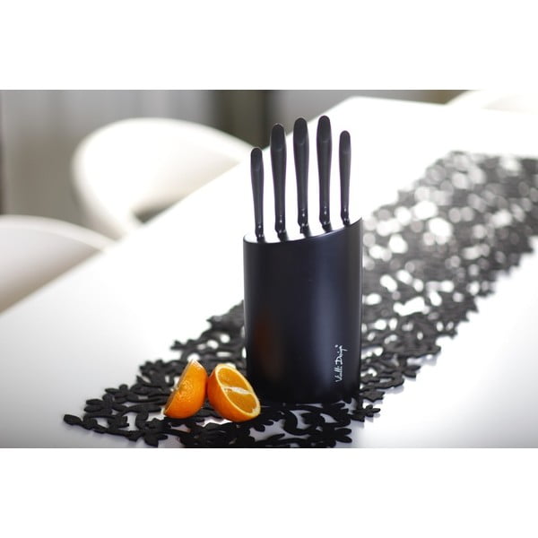 Čierny stojan s piatimi nožmi Vialli Design-image-1