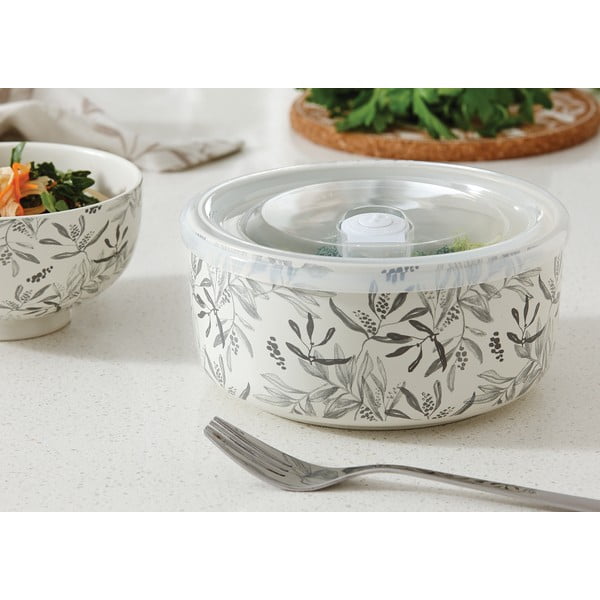 Béžová kameninová dóza na potraviny Ladelle Grown Leaf-image-1