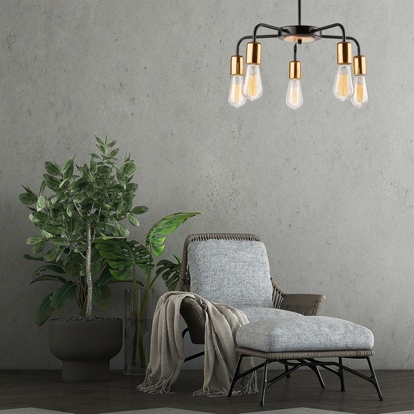 Čierne závesné svietidlo s kovovým tienidlom ø 45 cm Erica – LAMKUR-image-3