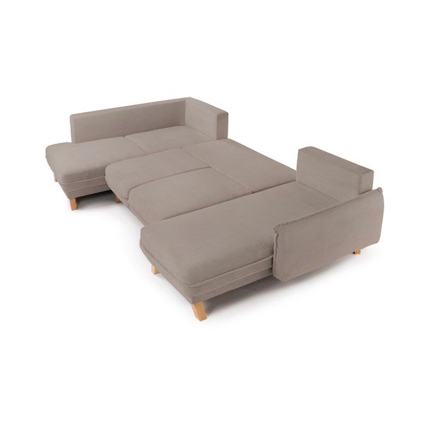 Taupe menčestrová rozkladacia/s úložným priestorom rohová pohovka (ľavý roh/do tvaru "U") Tori – Bonami Selection-image-2