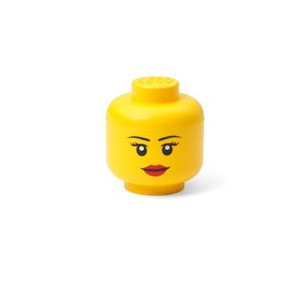 Žltá úložná škatuľa v tvare hlavy LEGO® girl, 10,5 x 10,6 x 12 cm