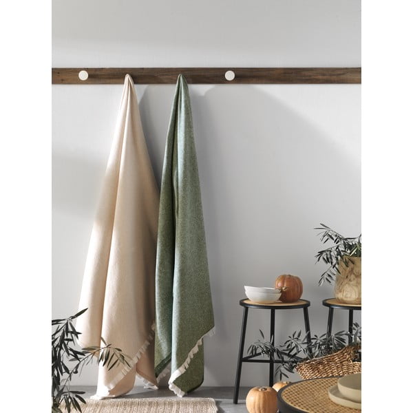 Modrý pléd s podielom bavlny Euromant Linen, 140 x 180 cm-image-2