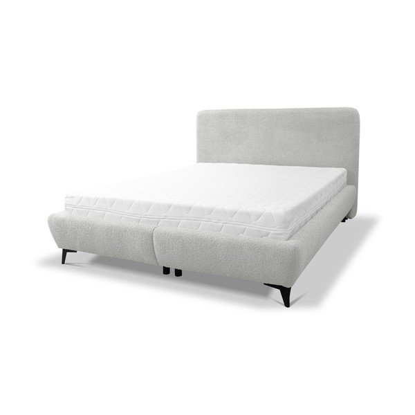 Svetlosivá čalúnená dvojlôžková posteľ s úložným priestorom s roštom 140x200 cm Makapu – Makamii-image-2