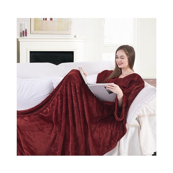 Vínovočervená televízna deka z mikrovlákna DecoKing Lazy, 200 × 170 cm-image-2